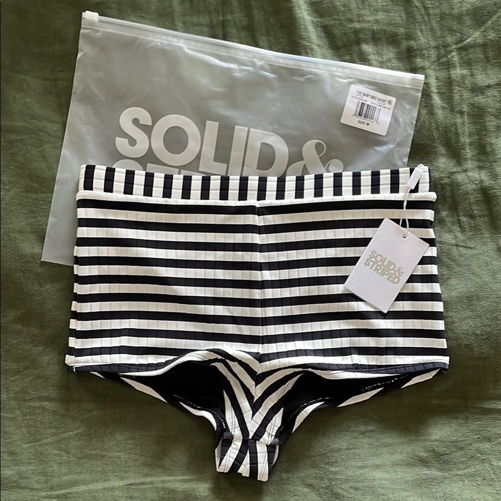 Solid & Striped Ribbed Baby Bike Short Bikini Bottom